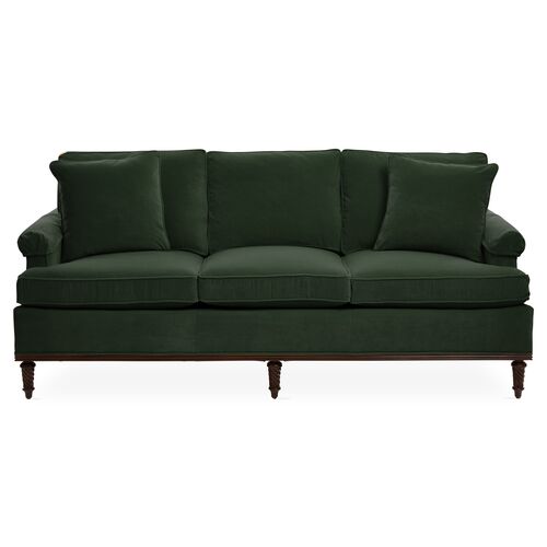 Lawrence 3-Seat English Roll Arm Sofa, Velvet